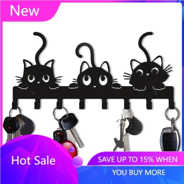 1pcs Cute Cat Key Rack Wall Mounted Key Holder Festive Black Cat Wall Rack Hook