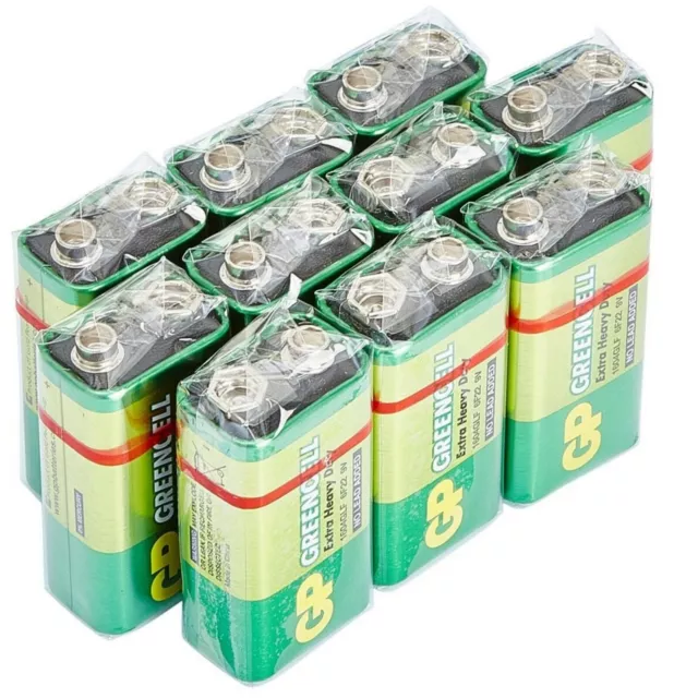 GP Green Cell 9V Batteries MN1604 6LR61 PP3 BLOCK 6F22 EXTRA HEAVY DUTY