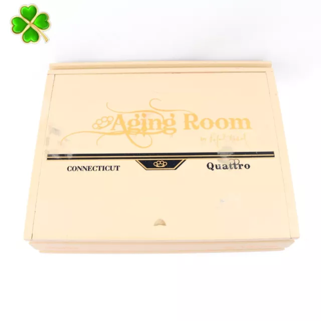 Aging Room Connectictu Quattro Vibrato Empty Wood Cigar Box 9.5" x 7.5" x 2"