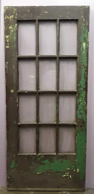 35.5"x84"x1.75" Antique Vintage Wood Wooden Interior French Door Window Glass