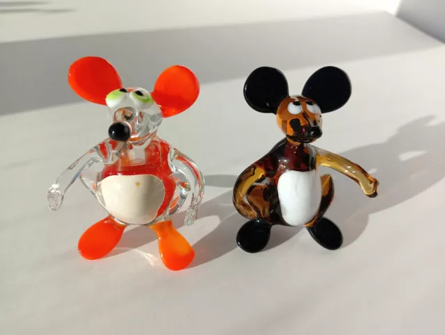 GLASS Animals. Mice made of fine Murano glass. Lot - 2 pcs.A souvenir. Toy