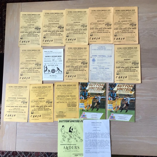 SUTTON UNITED PROGRAMMES 1960-1980. Mostly From 1960s £1.17 - PicClick UK