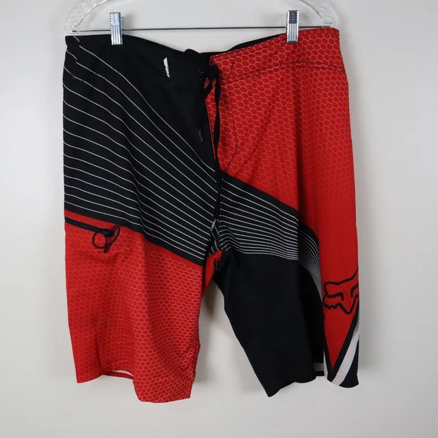 Fox Board Shorts Mens 36 Red Black Surf Swim