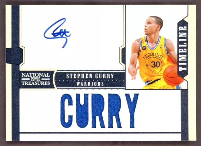 2011 Panini National Treasures #28 Stephen Curry Jersey Auto 04/25