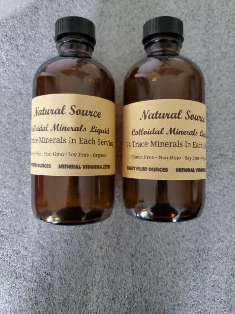 2 Bottles Natural Source Colloidal Liquid Minerals - 8oz X 2 (free shipping)