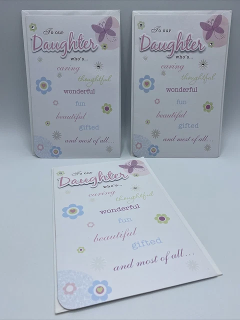 3 Cards Happy Birthday Daughter Flowers Butterflies Card Lot American Greetings