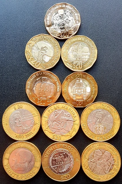 MENONITAS!! + 2000 - 2022 Mexico 11 LOT $20 11 types C / UNC  WOW!