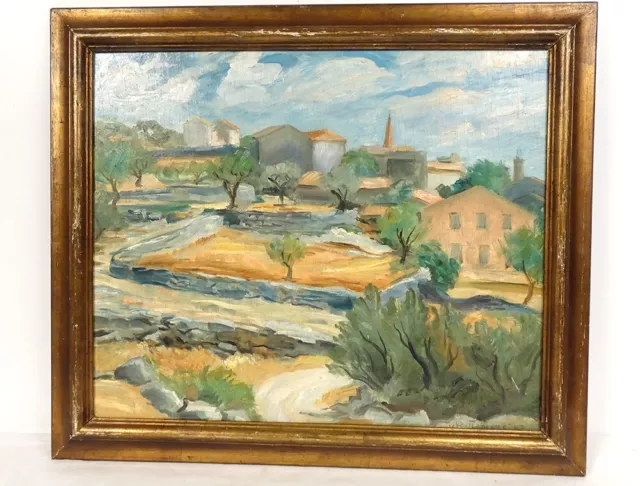 Hsp Painting Robert Lemercier Landscape Provencal Village South France Midi