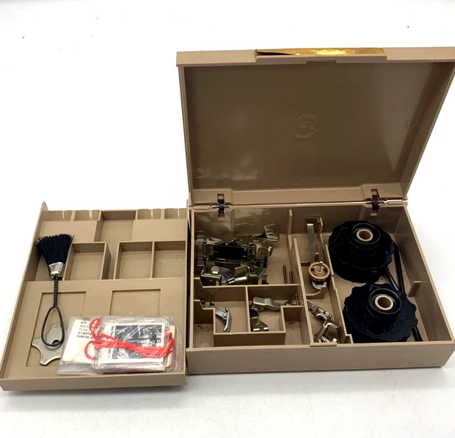 Accesorios de piezas de máquina de coser Singer con estuche de almacenamiento de plástico con bandeja