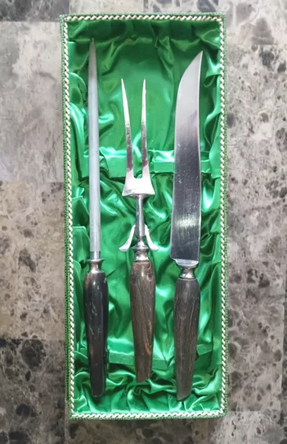 Anton Wingen Solingen Germany 3 Piece Carving Knife Set Stag Handles