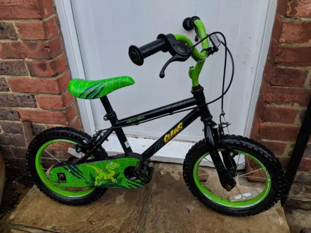 APOLLO CLAWS DINOSAUR Kids Bike 14 Wheels Suit 4 6 Yr Old Green