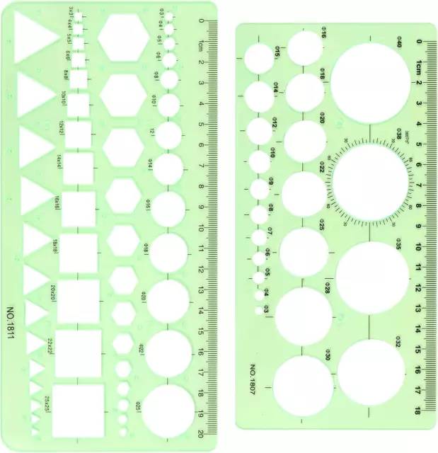 2PCS Circle Template, Geometric Shape Stencils Rulers Set, Plastic Oval Template