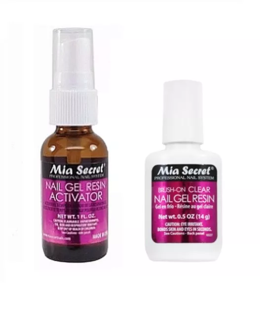 Mia Secret Gel Resin Activator Spray 1oz(324)+Brush-On Clear Nail Gel Resin(323)