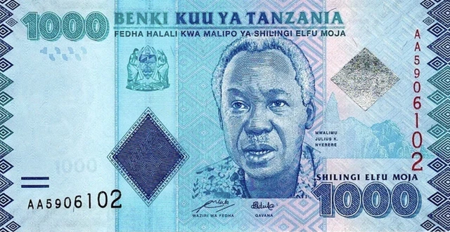 Tanzania 1000 Shillings Circulated Banknote 2010. Tanzanian President Nyerere