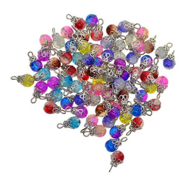 50 Stück Crystal Drop Glasperlen baumeln Charms Glasanhänger mit Blumenperlen