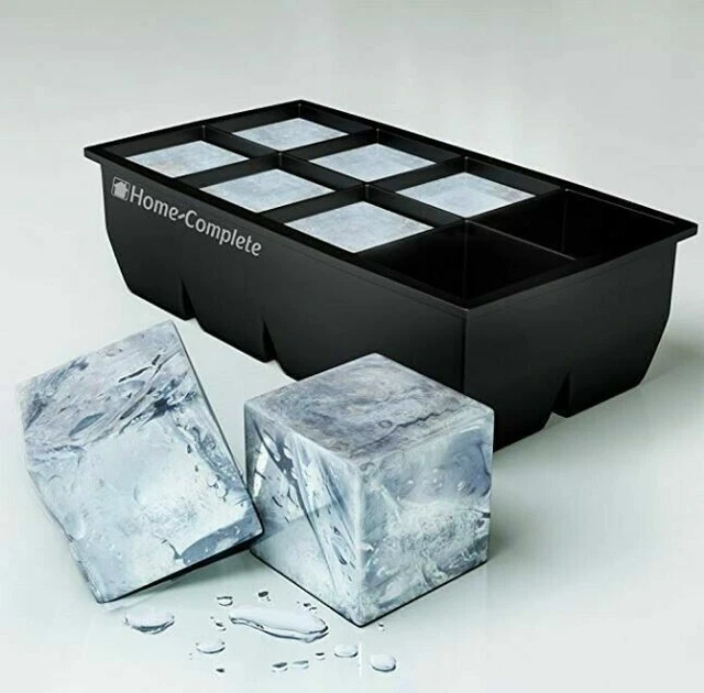 Large 2 Inch Ice Cube Tray Mold Whiskey Cocktails Silicone Make 8 Icecubes