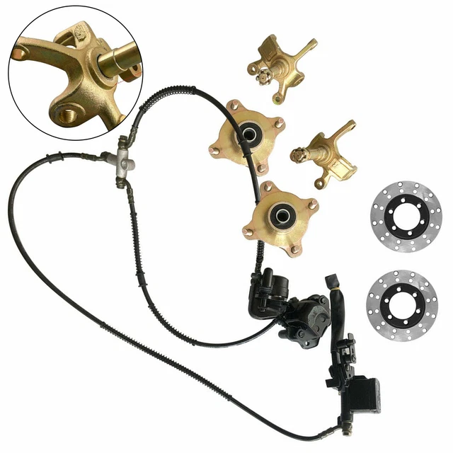 4 Stud Wheel Hub Front Steering Spindle Brake Caliper For Go Kart ATV Quad 250cc