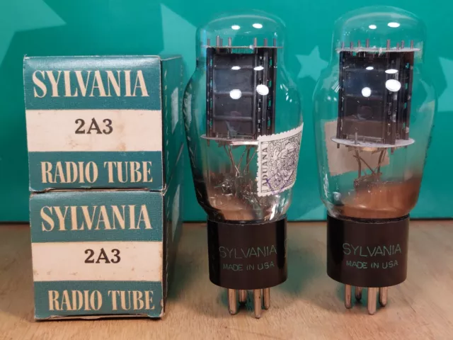 Matched Pair of Sylvania 2A3 NOS NIB Dual Flat Plate 1952 Vacuum Tubes #3