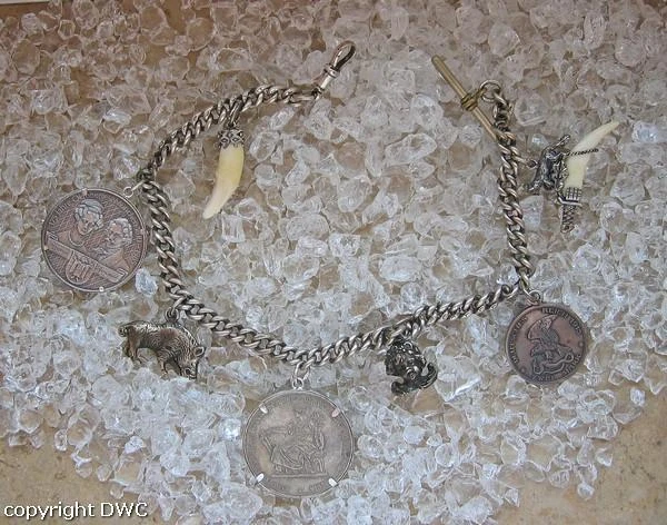 Catena Charivari con ciondolo in argento 800 medaglia costume 36 cm
