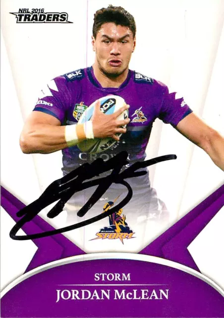 ✺Signed✺ 2016 MELBOURNE STORM NRL Card JORDAN MCLEAN