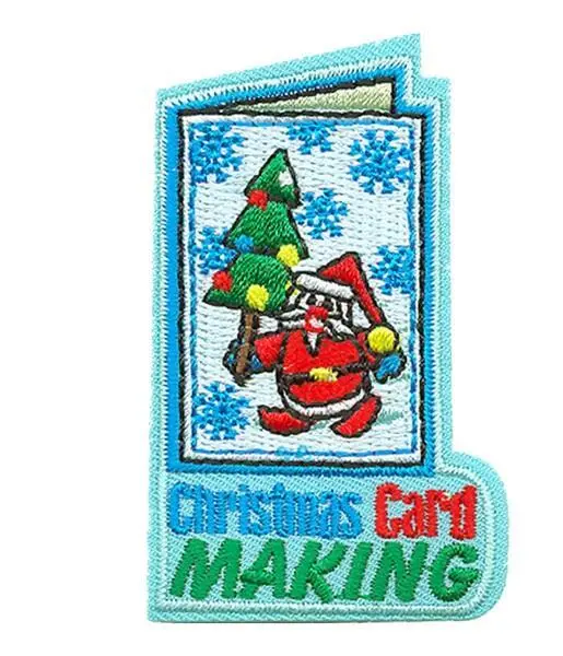 Girl Boy CHRISTMAS CARD MAKING holiday Fun Patches Badge SCOUT GUIDES donation