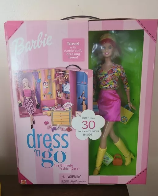 2001 Barbie Dress 'n Go The Ultimate Fashion Case 30 pcs #55308 New NRFB Mattel