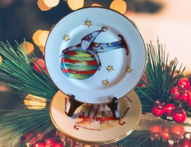 Rosanna Italy 8" Salad Dessert Plates Set of 3 Italian Holiday Clowns