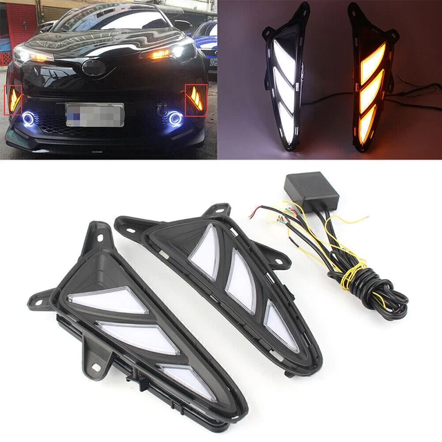 Luci di marcia diurna LED doppio colore con kit segnale adatto a Toyota C-HR CHR 2016-up