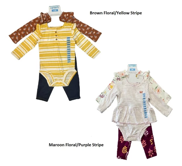 Carter's Baby Girl's 4 Piece Long Sleeve Body Suits & Leggings Set