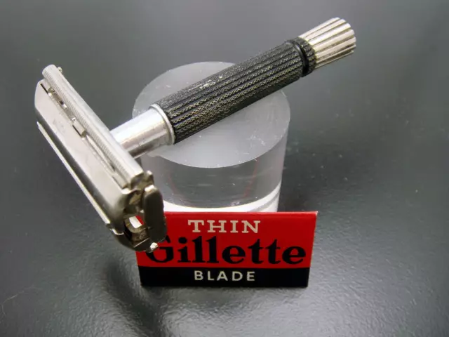Vtg Gillette Black Handle Flare Tip Super Speed Safety Razor Body M3 Date Code