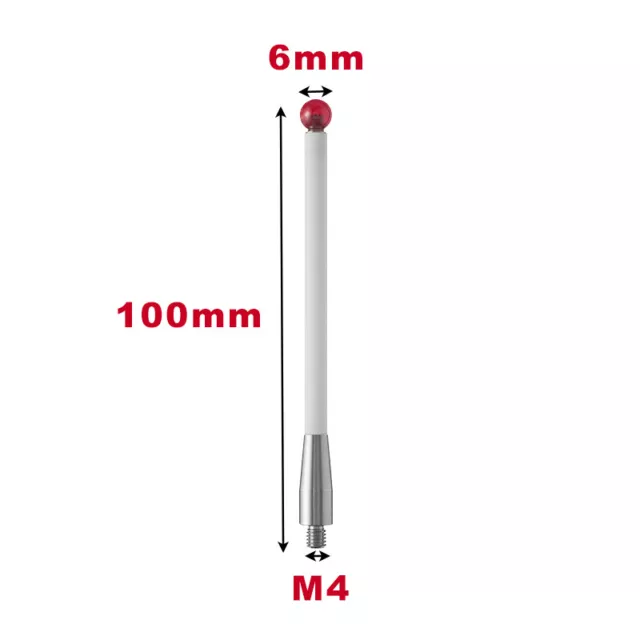 A-5000-3712 CMM Touch Probe Stylus 6mm Dia. Ruby Ball Ceramic Stem M4 CMM Styli