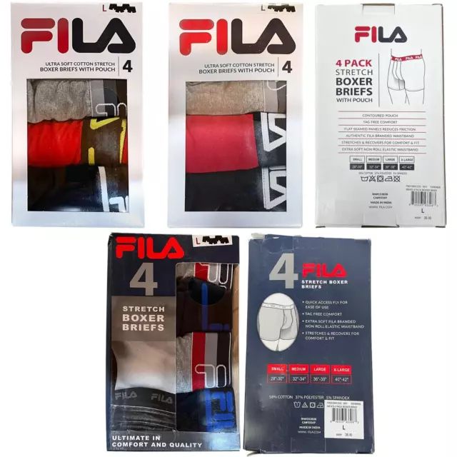 5 Pack FILA mens Sporty Comfy Cotton Boxer Briefs size S-XL