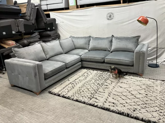 SCS Regency Pluto Corner Sofa In Silver Grey Velvet RRP £3649 Ashley Manor