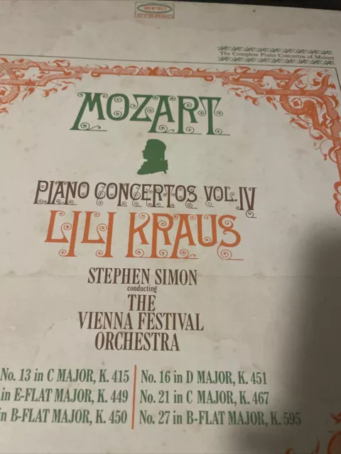 Lili Kraus Simon MOZART Piano Concertos Vol.4 - Epic SC 6062 LP Box