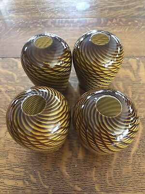 Antique Lot Of 4 Opalescent Swirl Glass Globe or Shade Large Fits 4 Inch