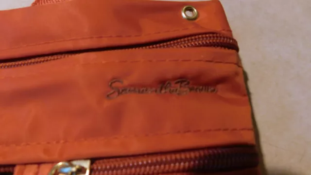 Samantha Brown Crossbody Bag Travel Zipper Pouch w Strap & Hanger Orange EUC 8x7 4