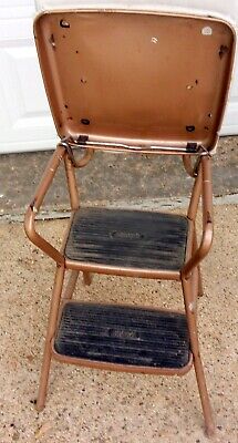 Vintage Cosco Mid Century Modern (MCM) Flip Seat Step Stool / Chair white 2