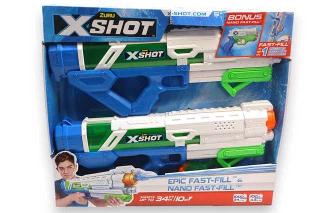 XSHOT Water Warfare – Pack Fast Fill : 4 Stealth Soaker + 4 Nano Blaster – 8 Pistolets à Eau, Remplissage 1 Seconde