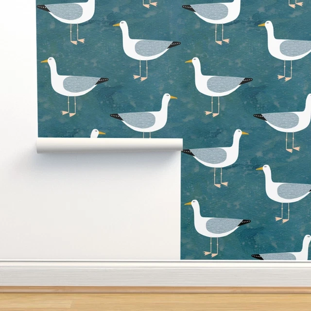 Removable Water-Activated Wallpaper Nic Squirrell Seagull Gull Bird Nautical Sea
