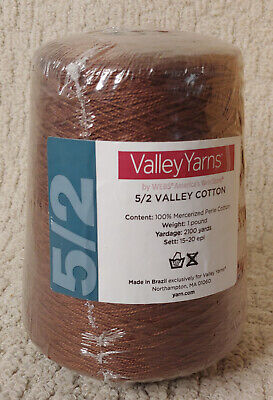 Valley Yarns hilado de algodón mercerizado Perle en cono 5/2 Madder Marrón 2100 Yds de 1 lb