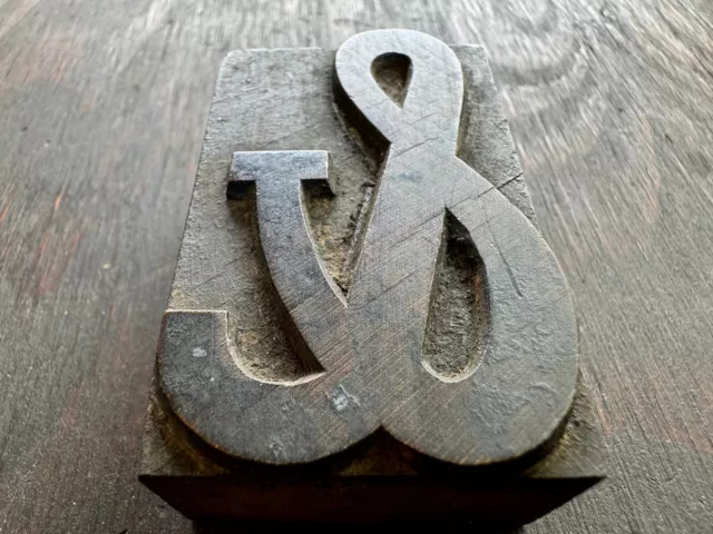 Antique Letterpress WOOD TYPE Printing Block - Ampersand &&