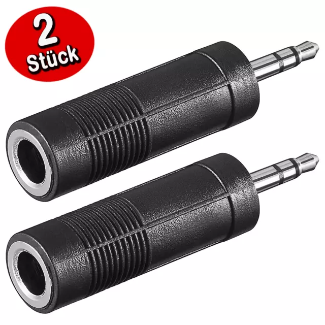 Klinke Adapter - 3.5mm Stecker auf 6.35 mm Klinkenbuchse, 3 Pin Stereo Audio AUX