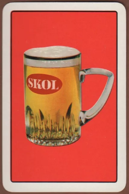 Playing Cards 1 Single Card Old IND COOPE Brewery SKOL LAGER BEER Advertising A