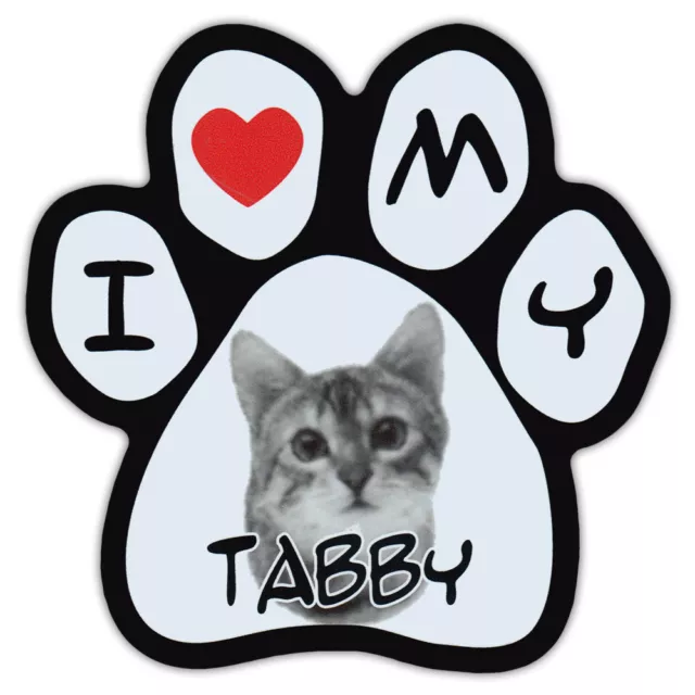 Picture Cat Paw Shaped Car Magnet - Tabby - Bumper Sticker Decal