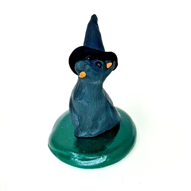 Byers Choice Carolers 2001 Halloween Cat Singing Black Witch Hat Magic Familiar