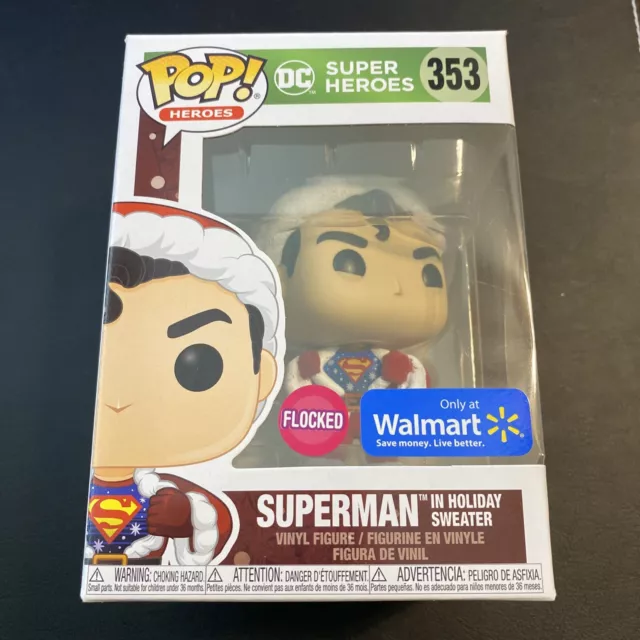 Funko POP DC Heroes Superman in Holiday Sweater 353 Flocked Walmart Christmas