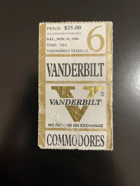 1996 Vanderbilt vs Tennessee Vols Football Ticket 11/30 Peyton Manning Stub 96