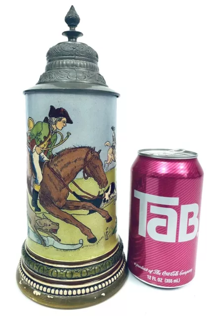 Hauber & Reuther HR Antique German Beer Stein 520 Fox Hunting with Saying gift