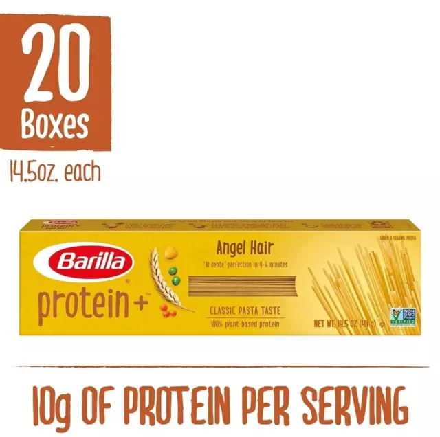 BARILLA Protein+ Angel Hair Pasta 14.5oz **20x BOXES** EXP 6-4-2024