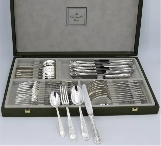 Christofle Villeroy, ménagère à dessert 48 pièces, métal argenté, excellent état